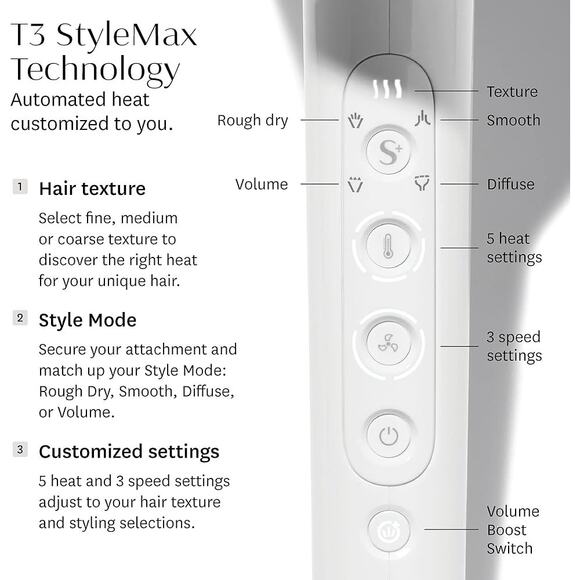 T3 Featherweight StyleMax Professional Ionic Hair Dryer Heat Automation - Picture 3 of 8